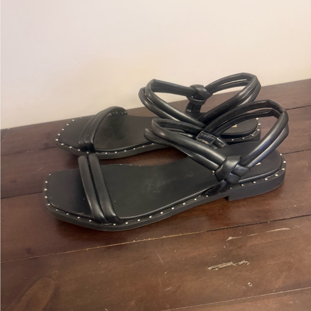 Steve Madden Black Knotted Strap Stud-Trim Sandals - Picture 5 of 5
